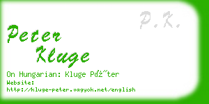 peter kluge business card